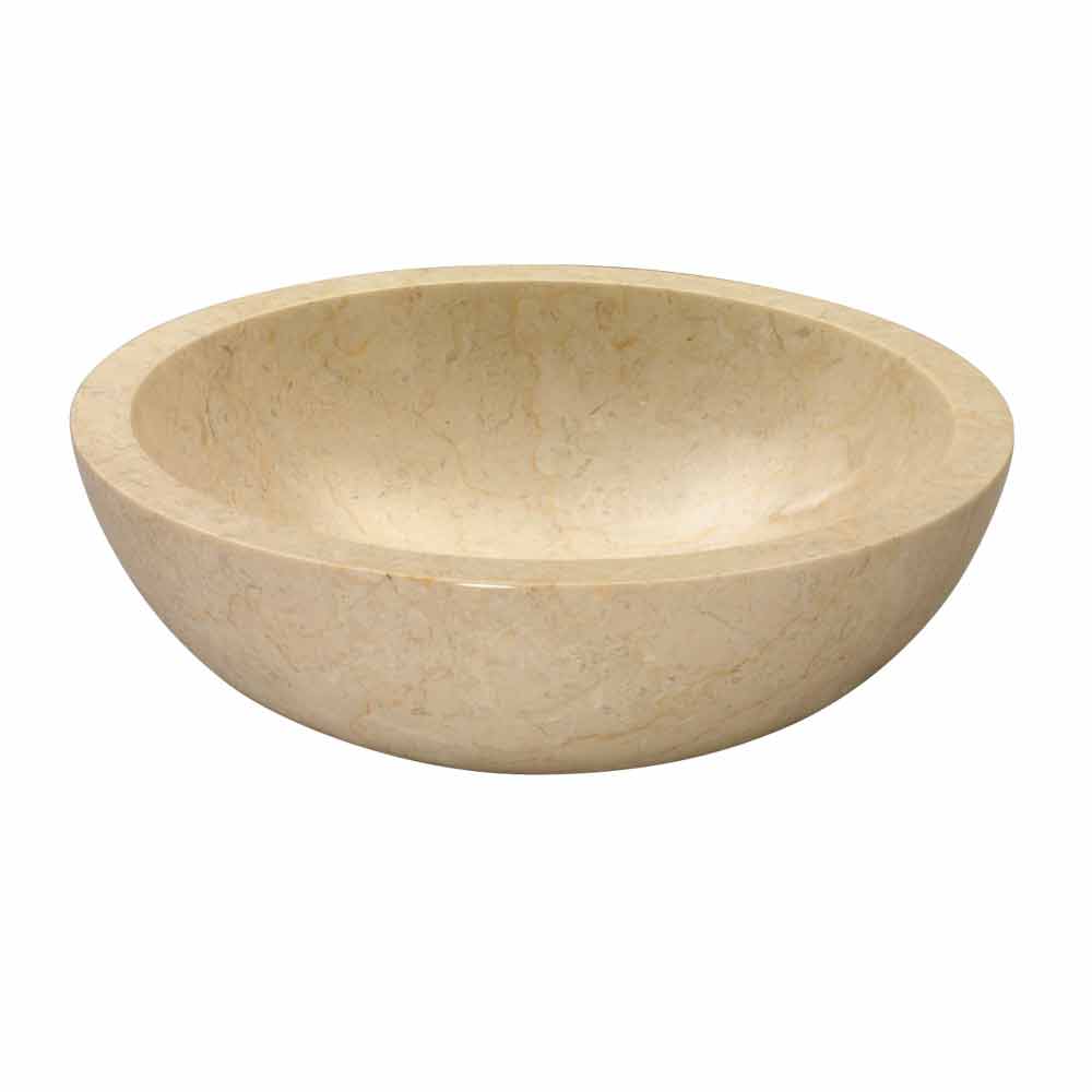 [1624C0935] Vasque à poser en pierre naturelle ELENA SBP, diamétre 400 x H 120 mm, Crème (Attention : chaque vasque est unique)