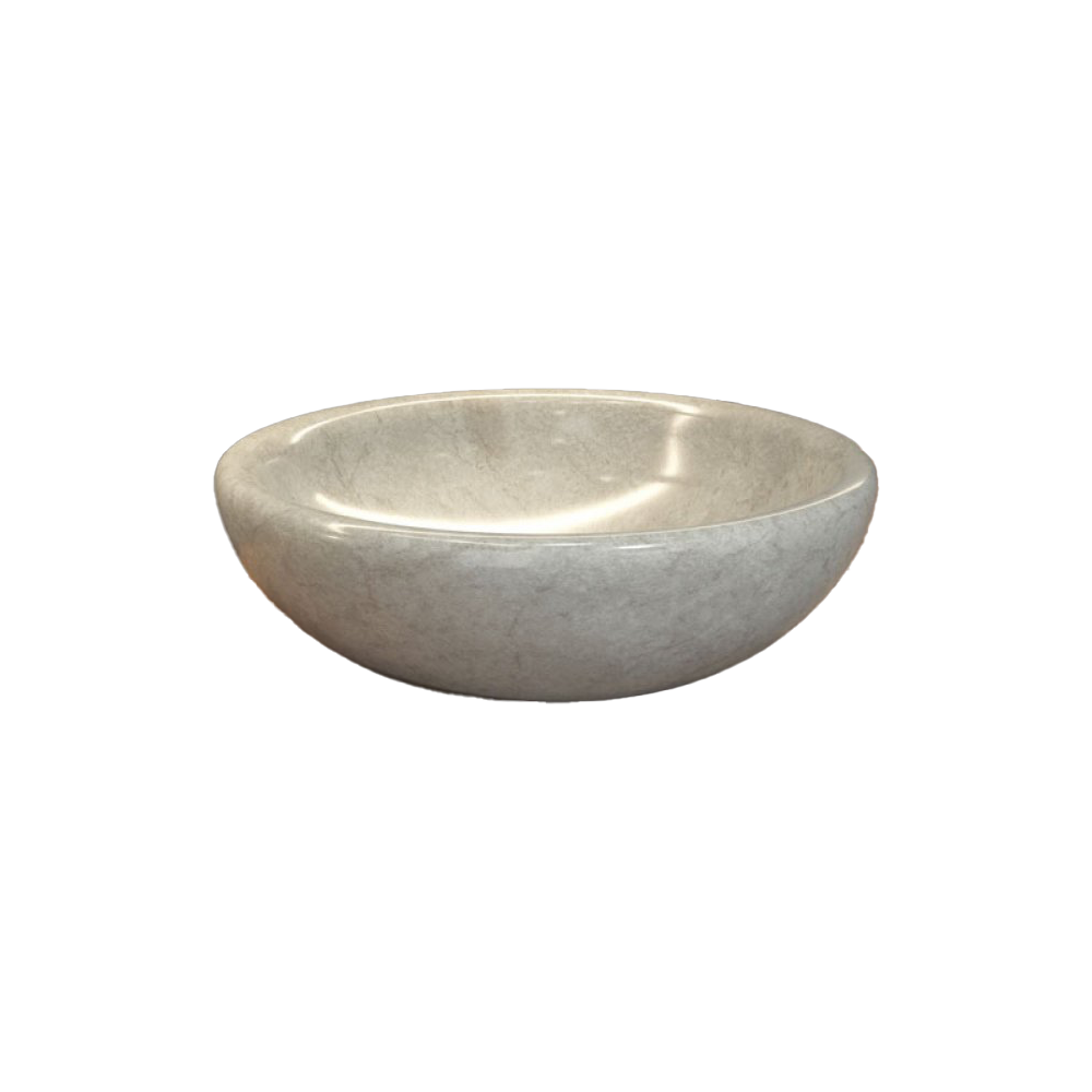 [1624C0936] Vasque à poser en pierre naturelle SORA SBLR, Ø 400 mm,  H 120 mm, Crème (Attention : chaque vasque est unique)