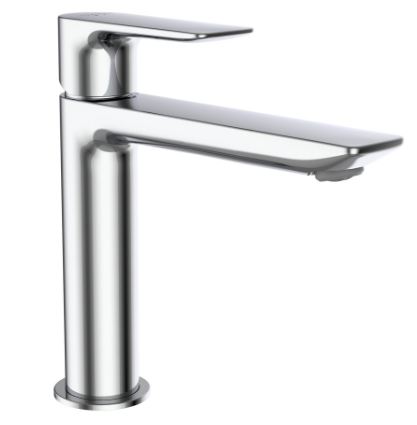 [1621H1009] Mélangeur de lavabo CITYPLUS Eco+ saillie 140 mm, goulot fixe débit 4.4 (L/min) sans soupape d'écoulement groupe acoustique I, Classe d'énergie A, chromé