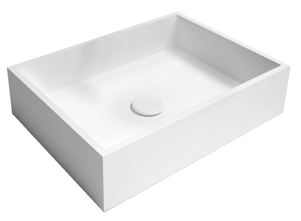 [1624C0942] Vasque à poser céramique brillante, ICON 60 - dimension 59x36 cm, H 10 cm, compris bonde à écoulement libre et cache-bonde au matériau de la vasque, sans trop-plein, couleur blanc brillant