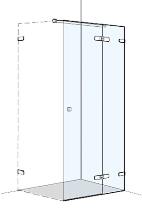 [1613C0533] Porte pivotante S505PLUS pour cloison latérale 70-100 cm, H 200 cm sans cadre, avec partie fixe à droite porte charnière à droite MESURES EXACTES SELON PRISE DE MESURE, verre véritable clair, chromé