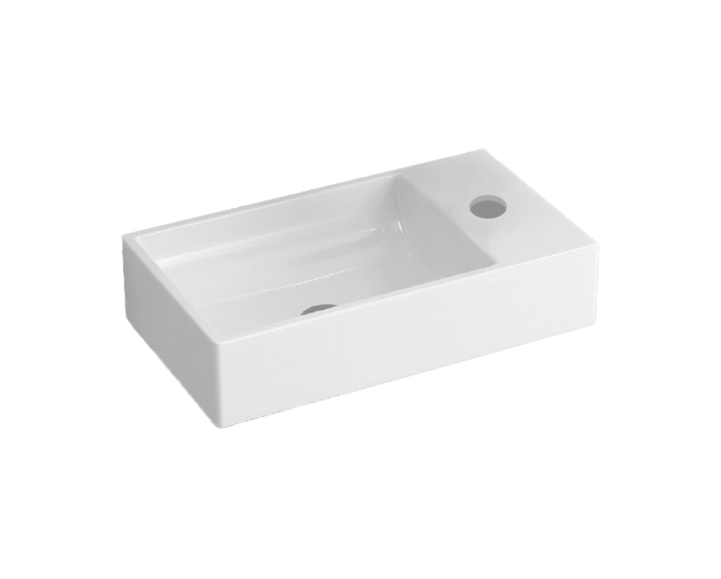 [1624C0954] Lave-mains mural Argos 46 x 26 x 10,5 cm, céramique sans trop-plein, 1 trou à droite, standard, blanc