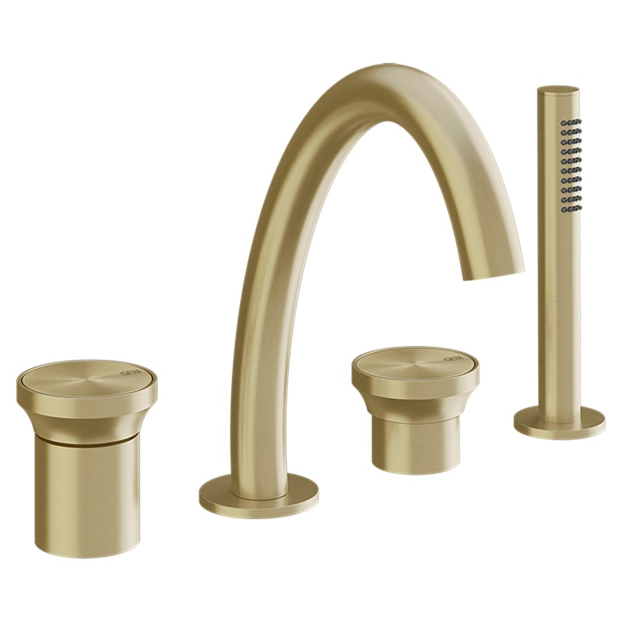 [1621C2327] Garniture de remplissage ORIGINI 4-trous, avec goulot S 186 mm insert en finition inclus, laiton brossé (Brass Brushed PVD)