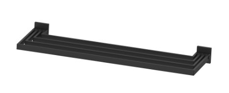 Barre à linge SWING 70 cm, 4 barres mobiles S 22,7 cm montage Adesio pour collage ou perçage, avec matériel de fixation, sans colle SikaFast, noir mat
