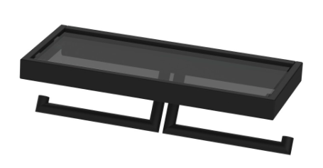 Porte-papier SWING avec porte-papier rouleau réserve et tablette montage Adesio pour collage ou perçage avec matériel de fixation, sans colle SikaFast, noir mat
