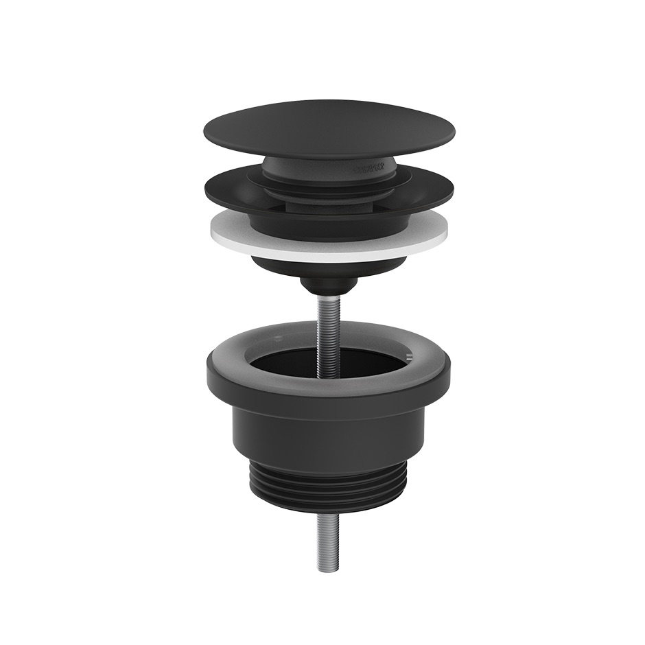 [1621C2405] Vidage automatique Diam. 63 mm, GESSI, "Stop&Go", avec sortie libre, sans trop-plein, G 1-1/4", 299 NOIR MAT