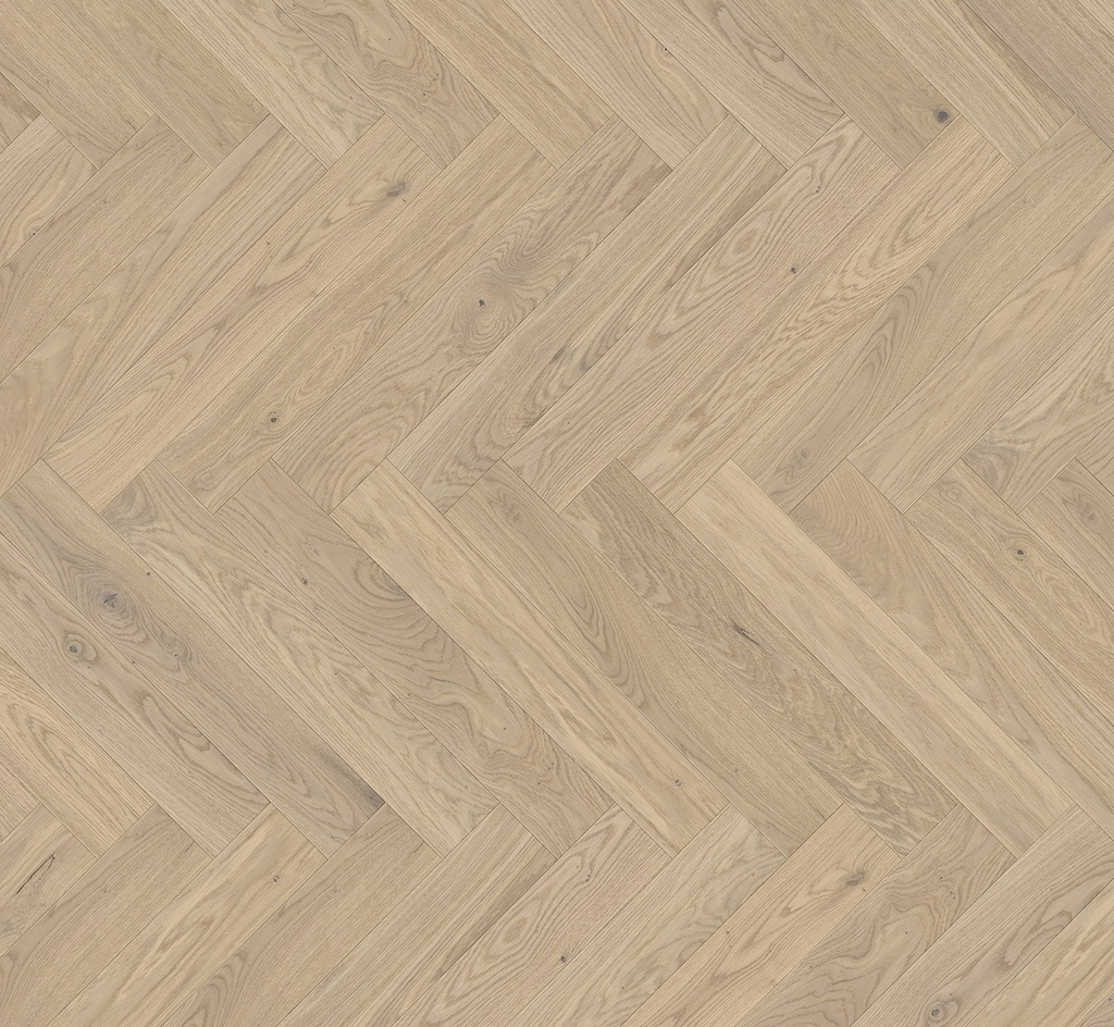 Parquet 3plis (pose à bâton rompu) Living Plus- chêne Bardolino vernis mat blanc 1 frise monol.mini-chf- 570x95x13/3.6 - 0.866m2/cart. - 31.19m2/pal. - 8.64 kg/m2