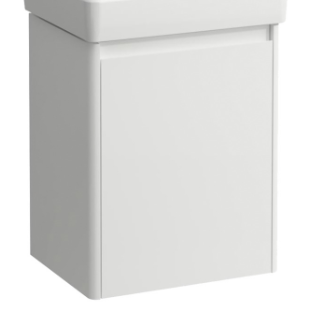 Elément inférieur 42 x 51.5 x 32 cm armoire de tablette, 1 porte charnière à gauche pour lave-mains 45 cm, standard, blanc mat