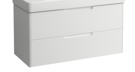 Elément inférieur 102 x 51.5 x 44.5 cm élément de tiroir, 2 tiroirs pour lavabo 105 cm, standard, façade rainurée, blanc mat