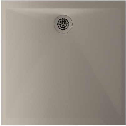 Receveur de douche AZUR 80 x 80 x 2 cm fonte de marbre écoulement latéral, D 90 mm, avec couvercle bonde réversible, sans vidage 150.556.00.1, chanvre