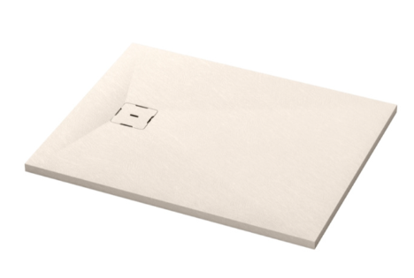 Receveur de douche COVAX 140 x 100 x 3 cm fonte de marbre écoulement latéral avec couvercle bonde assorti, D 90 mm, sans vidage ACC0316 (à cder lors de la cde du receveur), Sable