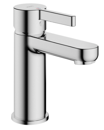 Mélangeur de lavabo FUN S 100 mm, goulot fixe sans vidage excentrique tuyaux de raccordement flexibles 3/8", Classe d'énergie A, Groupe acoustique NT, chromeline