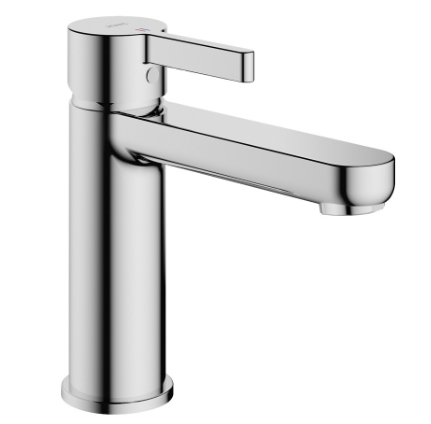 Mélangeur de lavabo FUN S 140 mm, goulot fixe avec vidage excentrique tuyaux de raccordement flexibles 3/8", Classe d'énergie A, Groupe acoustique NT, chromeline