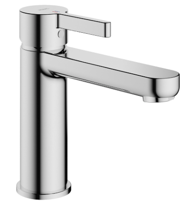 Mélangeur de lavabo FUN S 140 mm, goulot fixe CoolFix, EcoProtect sans soupape d'écoulement débit 5 (L/min) tuyaux de raccordement flexibles 3/8", Classe d'énergie A, Groupe acoustique I, chromeline