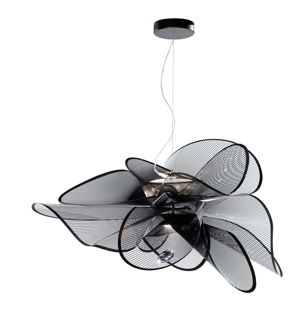 [2212C0070] SUS ETOILE - DIMMABLE - Suspension noire taille L-21W-2.830lmKit de 6m de câble = + 83 CHFMode de gestion : DIMMABLE / Dali / CasambiCRI > 90, LED intégréePoids = 2.56kgDiamètre = 90cm / Hauteur de la supsention = 55cm / Hauteur de câbles = 20-140cm, Noir