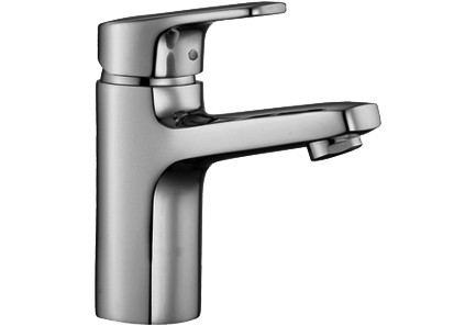 Mélangeur de lavabo POLIS S 110 mm goulot fixe Ecototal+, eau froide par position du levier au milieu vidage excentrique, groupe acoustique I, chromé