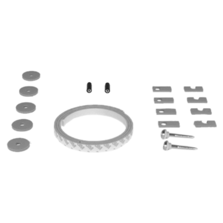 Set d'isolation CLASSIC pour toutes les armoires de toilette, 2 profils en caoutchouc autocollants 13 bases en caoutchouc 4 vis avec douille 2 tampons en caoutchouc pour exigences accrues selon SIA 181