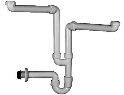 Garniture de racc. GEBERIT 1 1/4"/1 1/2" x 40 mm double, siphon en tube coudé