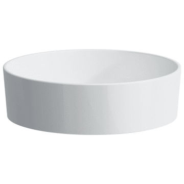 Lavabo à poser KARTELL SaphirCéramique sans trop-plein, gabarit matériel de fixation, Blanc, Ø420, Sans trou robinet. standard