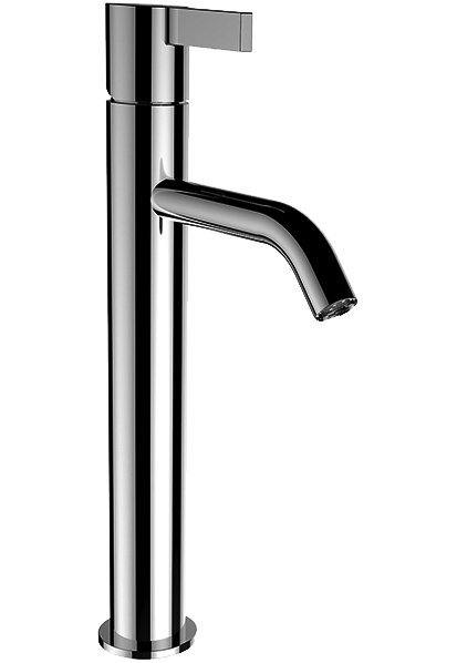 Mélangeur de lavabo KARTELL S 125 mm, goulot fixe haute colonne H jusqu'à aérateur 184 mm H levier ouvert 315 mm sans vidage, débit 5,3 l/min groupe acoustique I, Chromeline