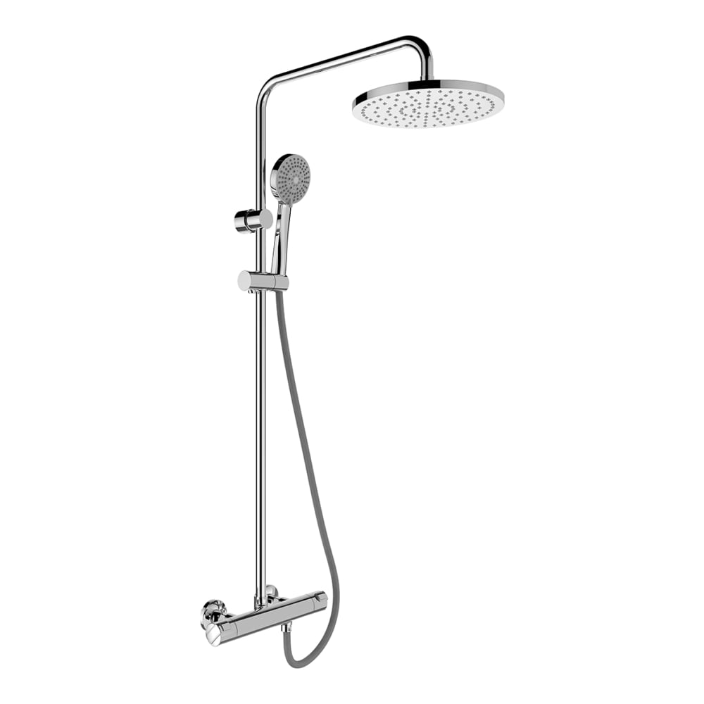 Système de douche POLIS THERMOSTAT, E 153 mm mélangeur de douche Thermostat, douche de pluie D 250 mm, flexible de douche 160 cm, douche à main Stella, chromé