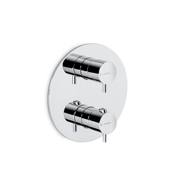 Mélangeur de douche thermostatique X-TREND, set montage final, avec une poignée pour le contrôle de la température et une poignée avec régulateur de débit, sans corps à encastrer, chromé