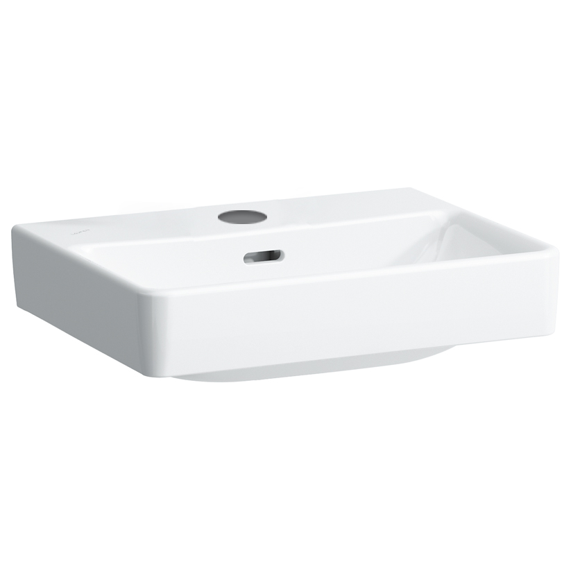 Lavabo PRIVO 55 x 46,5 cm, céramique pour meuble suspendu, avec trop-plein, 1 trou robin., standard, blanc
