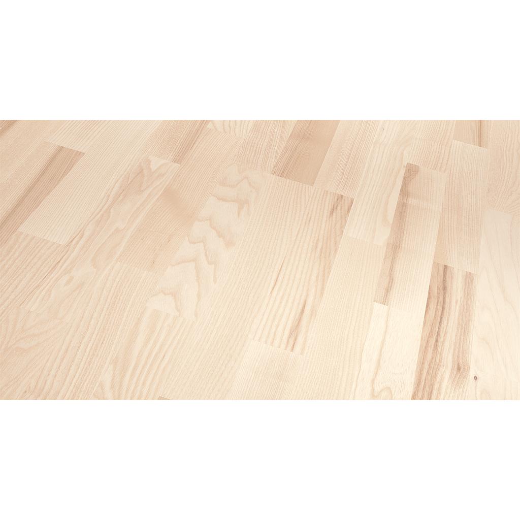 Parquet 3plis Living- frêne verni mat blanc 3-frises - 2200x185x13 - 3.663m2/cart. - 117.216m2/pal. - 8kg/m2