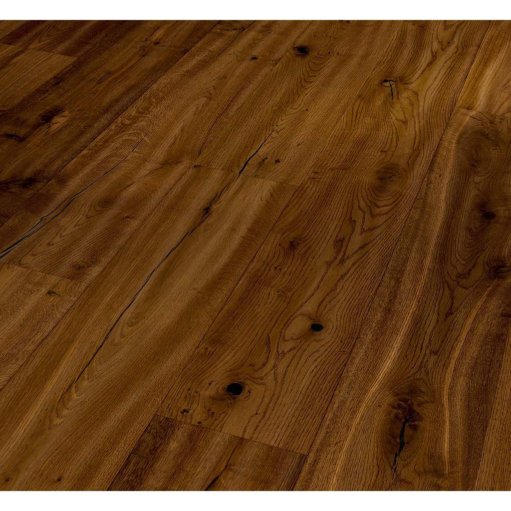 Parquet 3plis Label Magenta Classic - chêne smoked brossé main gratté monolame mini-chanf.- 1882x190x15 - 2.861m2/cart. - 100.122m2/pal. - 8.2kg/m2