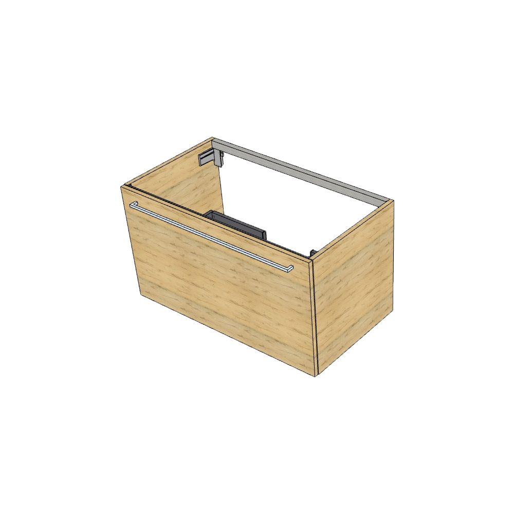 Elément inférieur sous-lavabo, L90xH50xP50 cm, Caisson int. 10F-Nob.Grigio fumé, corps/faces mélaminé, Finitions Dekorativo 3D Biondo 1 NA, SYSTEM M, poignée EGG chromé
