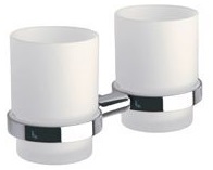 Porte-verre double FORIS rosace ronde, 2 verres satinés, chromé