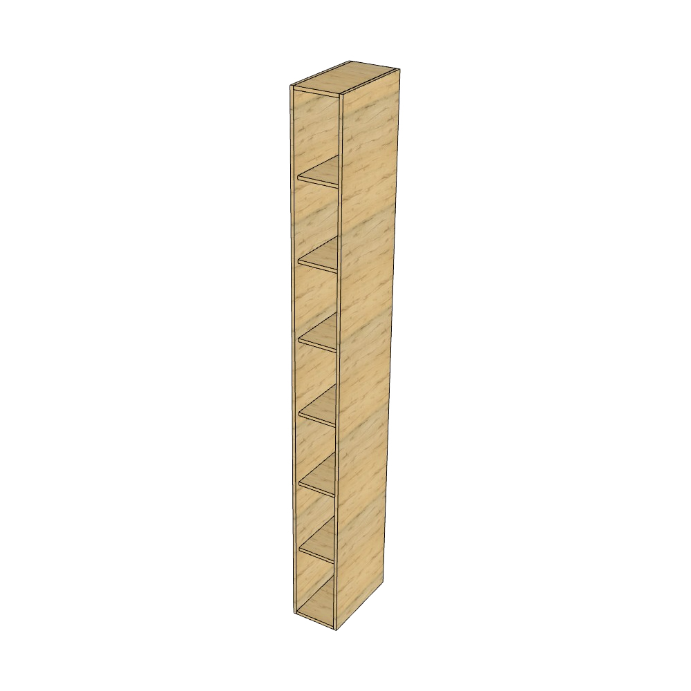 Colonne élément haut ouvert H 1m60 Largeur 15 cm Prof. 27.3 cm, Finitions Dekorativo 3D à choix - 7 niches