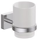 Porte-verre FORIS QUADRI rosace carrée, verre satiné, chromé