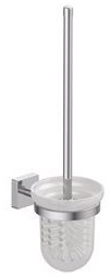 Porte-balai de WC FORIS QUADRI récipient en verre satiné, chromé