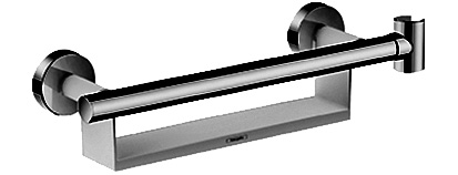 Barre d'appui RAINDANCE SELECT S, barre d'appui avec tablette de matière synthétique blanche support de douche