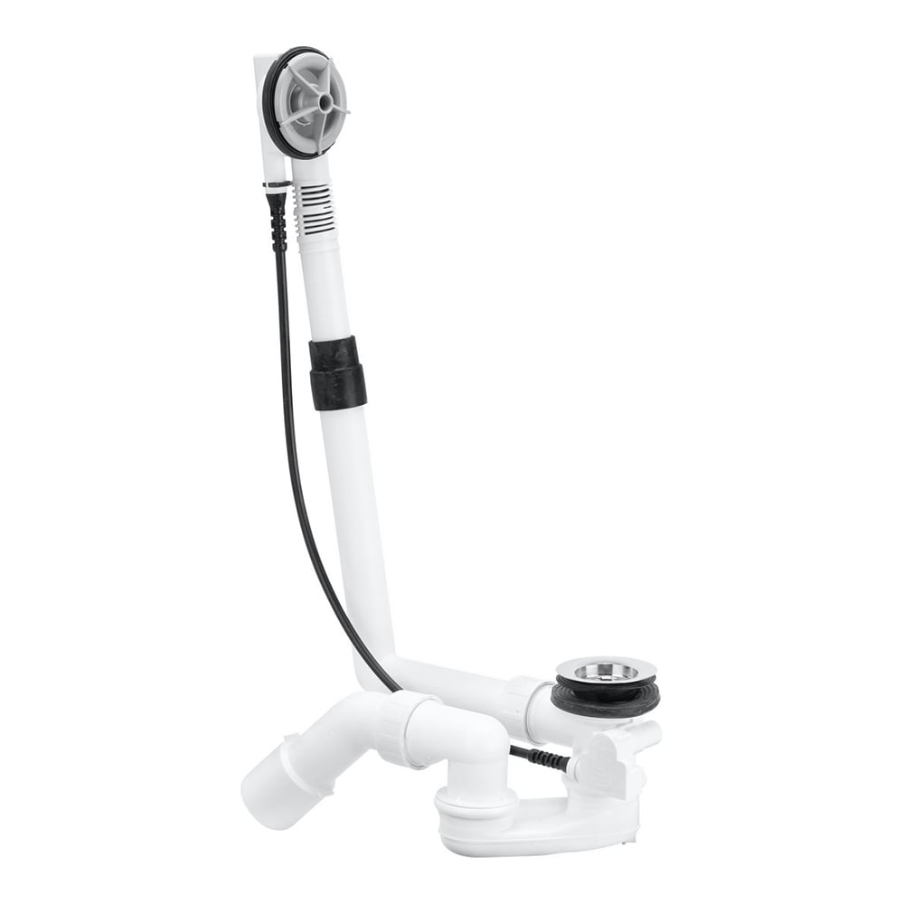 Vidage de baignoire MULTIPLEX vidage excentrique 1 1/2" siphon, câble 54 cm aw 10-26 cm, hauteur 18-40 cm coude d'écoulement 40/50 mm pour baignoires normales capacité d'écoulement 52,2 l/min rétrocompatible