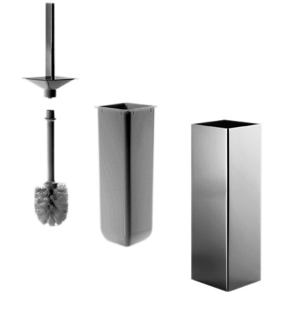 Porte-balai de WC (DIVA)  - jatte en matière synthétique et brosse blanche, chromé