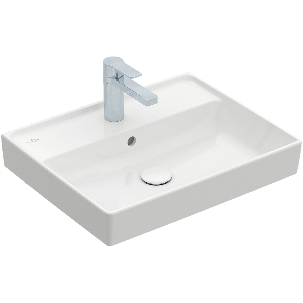 Lavabo COLA 55 x 44 cm, céramique avec trop-plein, 1 trou robin., standard, blanc