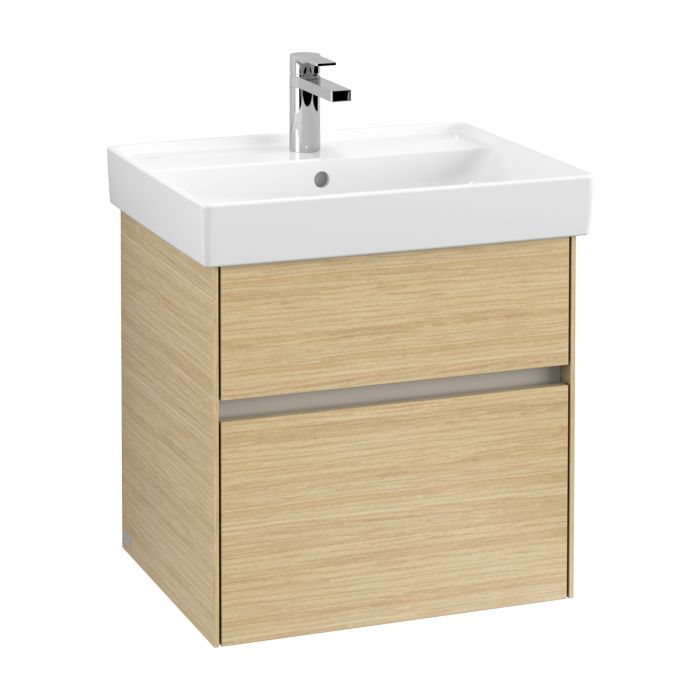 Elément inférieur COLA 55,4 x 54,6 x 44,4 cm pour lavabo 60 cm - élément à 2 tiroirs, poignée selon collection, Nordic Oak