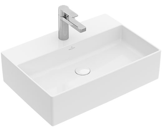 Lavabo à poser MEMENTO 2.0 60 x 42 cm, TitanCeram sans trop-plein, 1 trou robin., standard, blanc