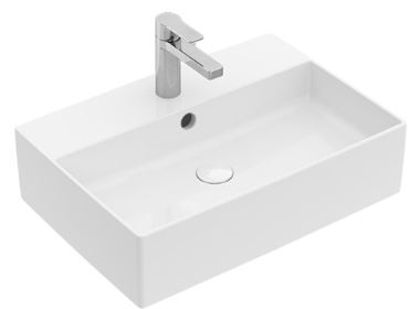 Lavabo à poser MEMENTO 2.0 50 x 42 cm, TitanCeram avec trop-plein, 1 trou robin., standard, blanc