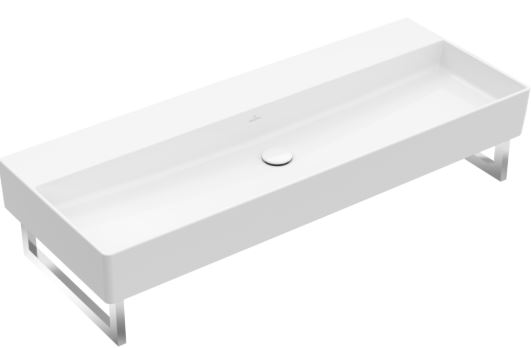 Lavabo MEMENTO 2.0 120 x 47 cm, céramique sans trop-plein, sans trou robin., standard, blanc