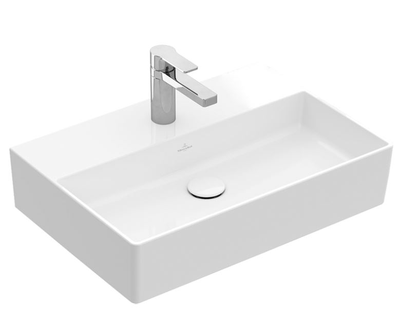 Lavabo MEMENTO 2.0 60 x 42 cm, céramique sans trop-plein, côté inférieur poli, 1 trou robin., standard, blanc