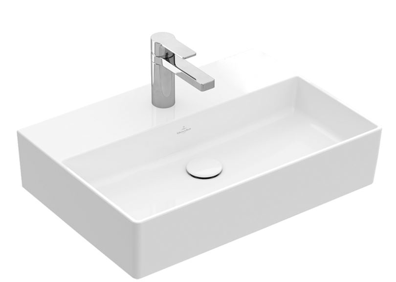 Lavabo MEMENTO 2.0 50 x 42 cm, céramique sans trop-plein, côté inférieur poli, 1 trou robin., standard, blanc