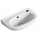 Lave-mains 40 x 25 cm, céramique rectangulaire avec trop-plein, Trous gauche et droite pré-percés, standard blanc