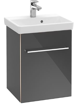 Elément inférieur 43 x 51,4 x 35,2 cm pour lave-mains AGORA 45 cm, 1 porte charnières à droite, 1 tablette, poignée selon collection, Crystal White