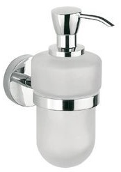 Distributeur de savon FORIS récipient en verre satiné, chromé