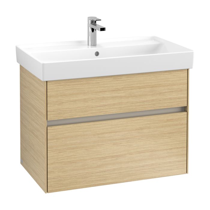 Elément inférieur COLA 75,4 x 54,6 x 44,4 cm pour lavabo 80 cm - élément à 2 tiroirs, poignée selon collection, Nordic Oak