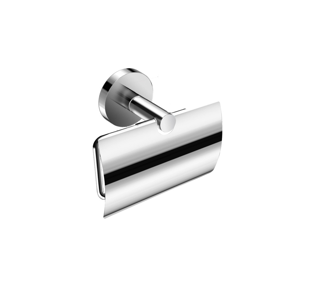 Porte-papier WC avec couvercle ODM, H8.6 x L12.5 x P5.7 cm, rosace ronde, chromé