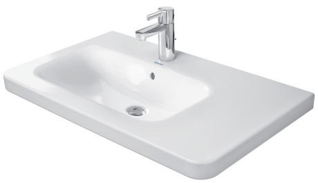 Lavabo DURASTYLE 80 x 48 cm, lavabo à gauche céramique, pour meuble suspendu, avec trop-plein, 1 trou robin., standard, blanc